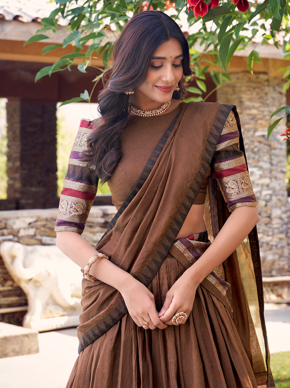 traditional-wear-brown-color-chanderi-silk-lehenga-choli-by-looknbook-art.jpg