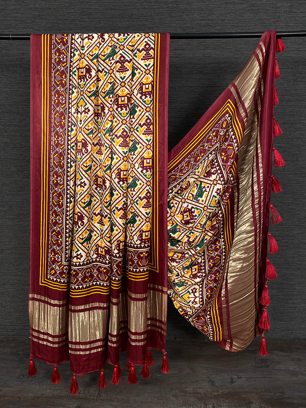 Maroon-Color-Digital-Patola-Printed-Pure-Gaji-Silk-Dupatta-With-Tassels-in-women-fashion-by-looknbook-art.jpg