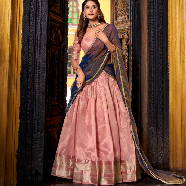Light Pink Color Zari Weaving Work Dupion Silk Lehenga Choli