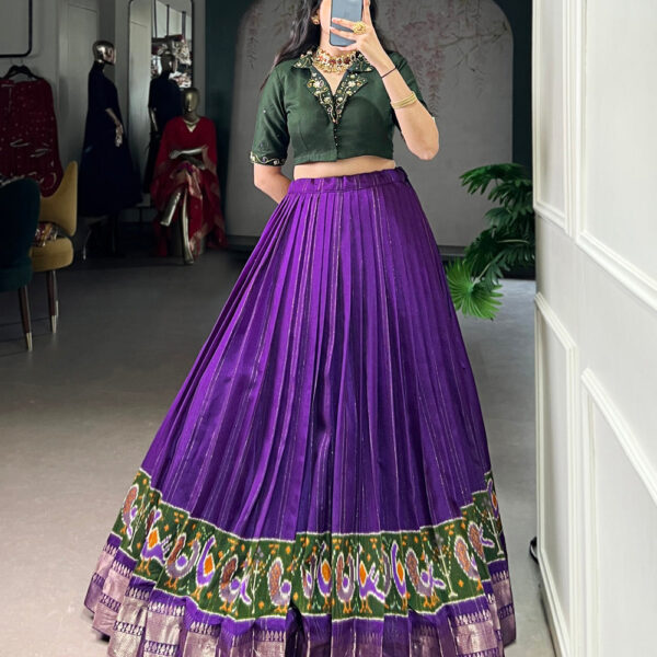Purple Color Printed With Zari Weaving Work Poly Cotton Co-ord Set
