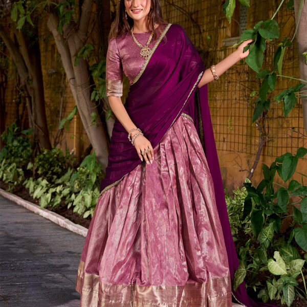 Pink Color Zari Weaving Work Dupion Silk Lehenga Choli