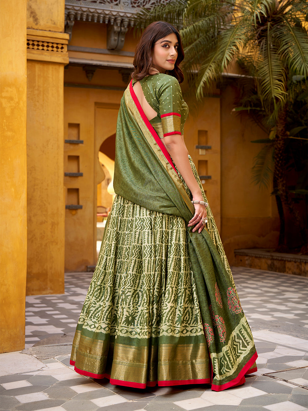 festival-wear-zari-weaving-work-with-batik-printed-mehendi-color-lehenga-choli-by-looknbook-art.jpg
