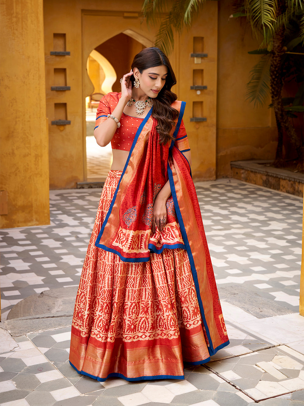 indian-wear-dola-silk-zari-weaving-work-and-batik-printed-lehenga-choli-by-looknbook-art.jpg