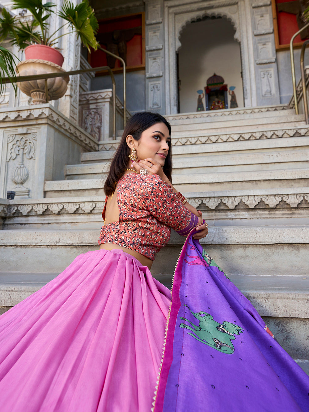 kalamkari-printed-with-foil-work-peach-color-tussar-silk-lehenga-choli-by-looknbook-art.jpg