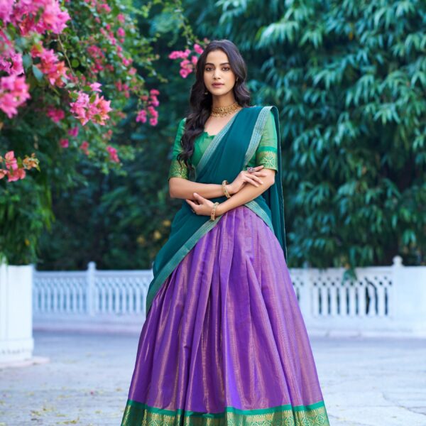 Lavender Color Langa Voni Kanchipuram Lehenga Choli
