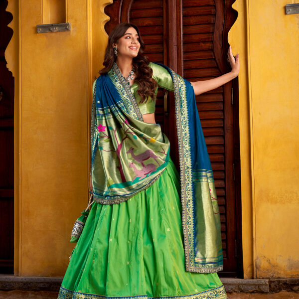 Parrot Color Paithani Lehenga