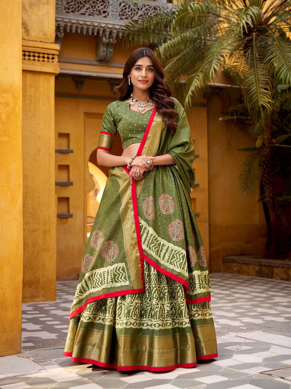 mehendi-color-batik-print-with-zari-weaving-work-dola-silk-lehenga-choli-by-looknbook-art.jpg