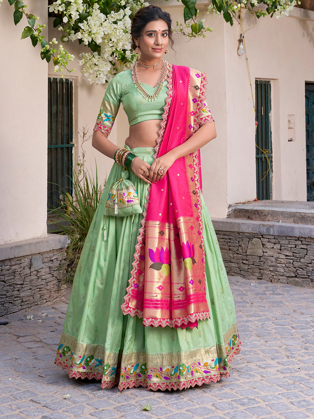 pista-color-sequins-with-zari-border-paithani-lehenga-choli-by-looknbook-art.jpg