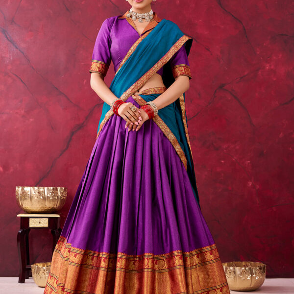 Purple Color Narayan Pet Half Saree