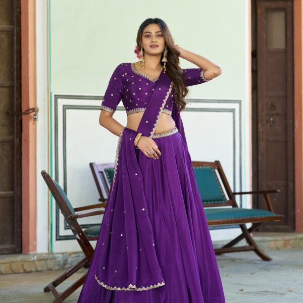 Indian Wedding Wear Chinon Lehenga