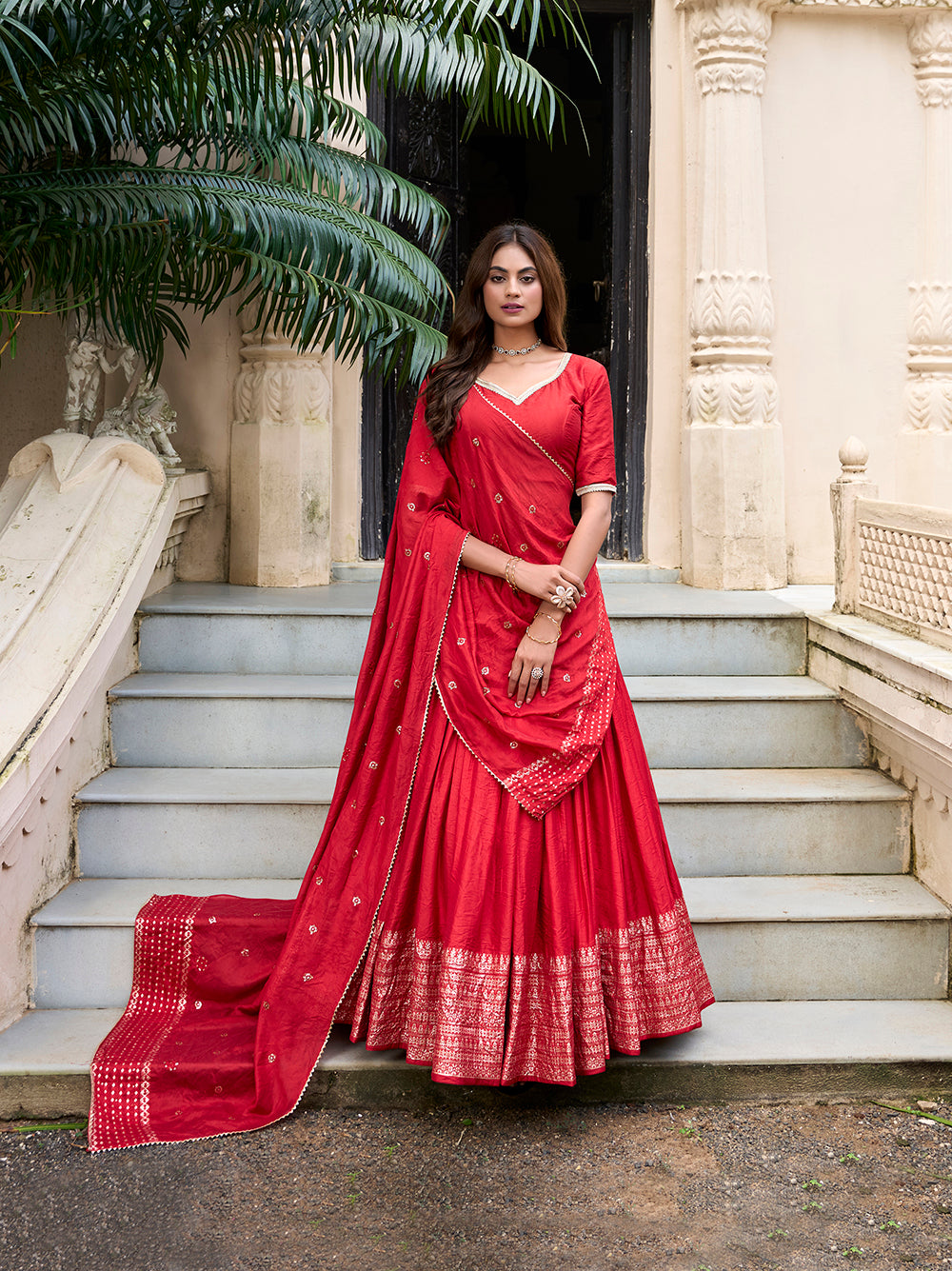 simple-and-latest-collection-for-women-wear-red-color-chanderi-lehenga-choli-by-looknbook-art.jpg