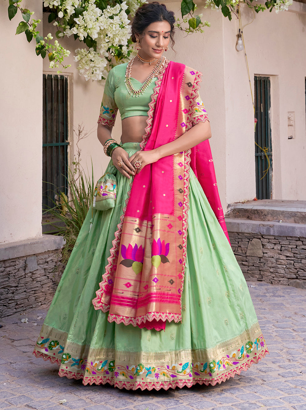 traditional-wear-pista-color-zari-weaving-with-embroidery-sacllop-lace-border-lehenga-choli-by-looknbook-art.jpg