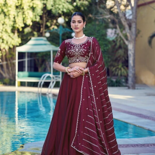 Maroon Color Sangeet Night Wear Lehenga Choli