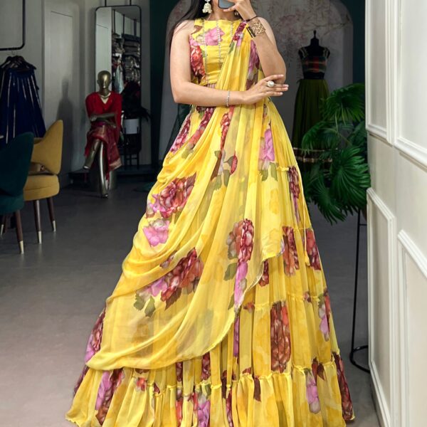 Haldi Wear Floral Lehenga Choli