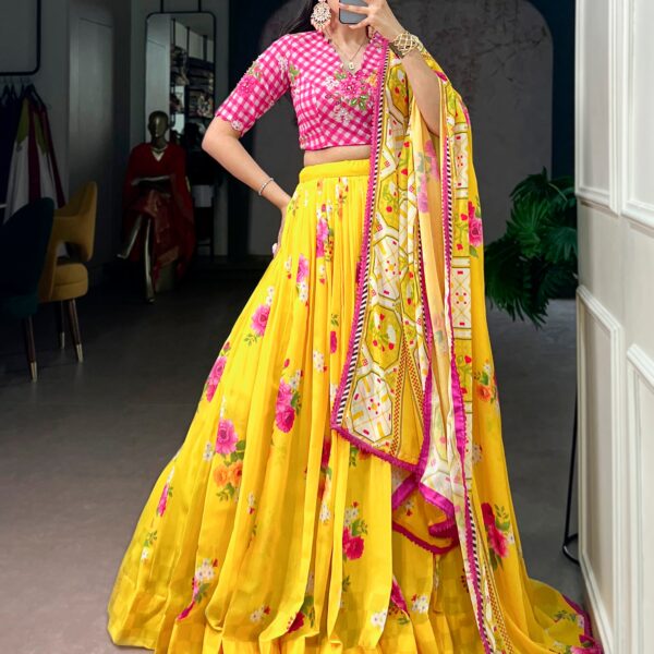 Haldi Rasam Wear Floral Chaniya Choli